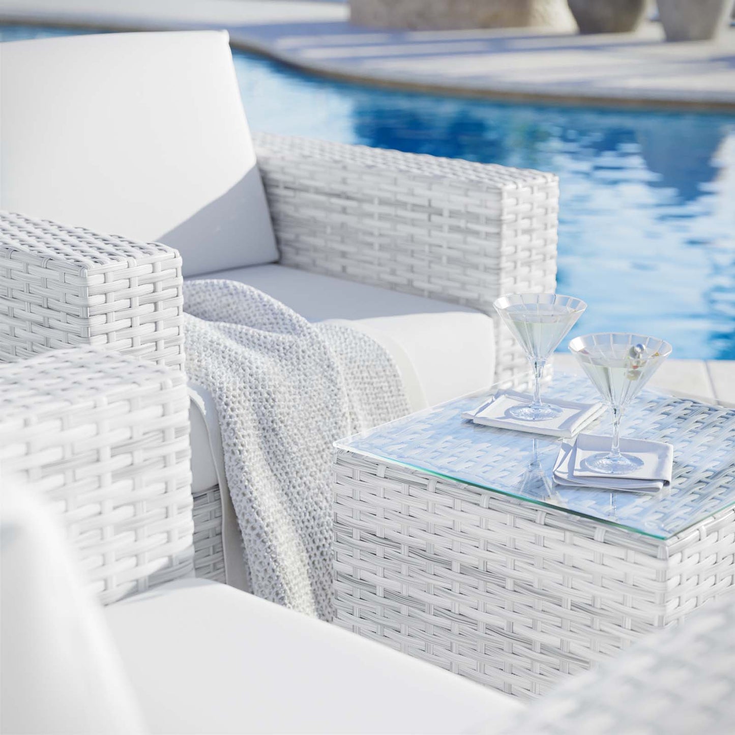 Convene 3-Piece Outdoor Patio Set, Rattan, Wicker, Light Grey Gray White, 21124