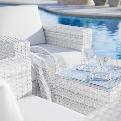 Convene 3-Piece Outdoor Patio Set, Rattan, Wicker, Light Grey Gray White, 21124