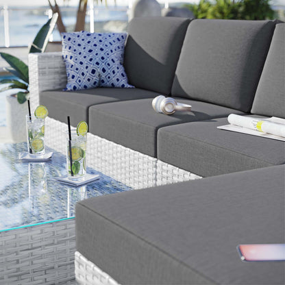 Convene 4-Piece Outdoor Patio Sectional Set, Rattan, Wicker, Grey Gray, 21125