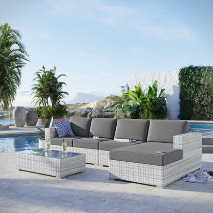 Convene 4-Piece Outdoor Patio Sectional Set, Rattan, Wicker, Grey Gray, 21125