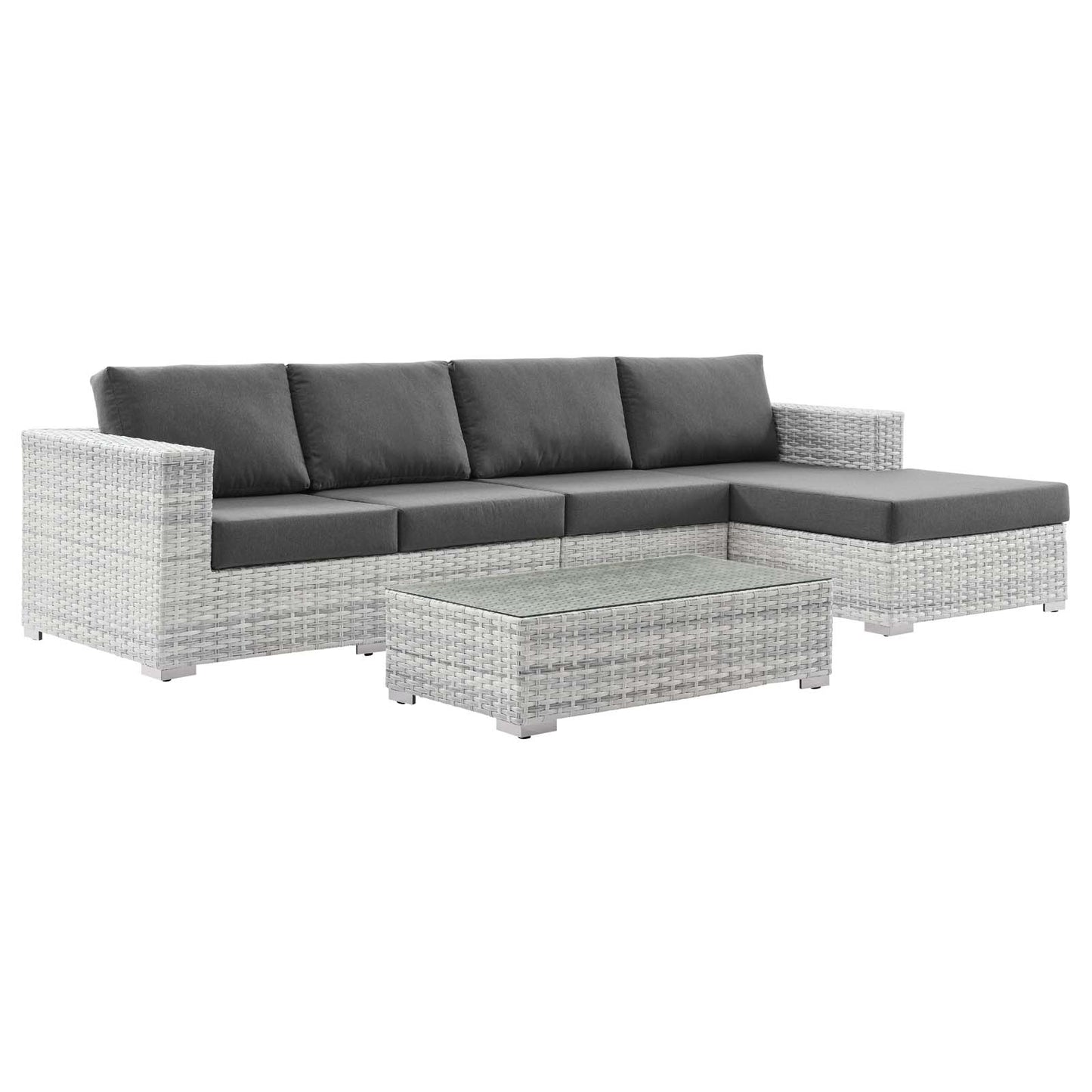 Convene 4-Piece Outdoor Patio Sectional Set, Rattan, Wicker, Grey Gray, 21125