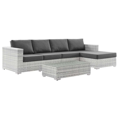 Convene 4-Piece Outdoor Patio Sectional Set, Rattan, Wicker, Grey Gray, 21125