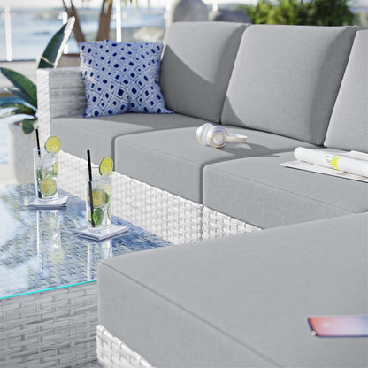 Convene 4-Piece Outdoor Patio Sectional Set, Rattan, Wicker, Grey Gray, 21126