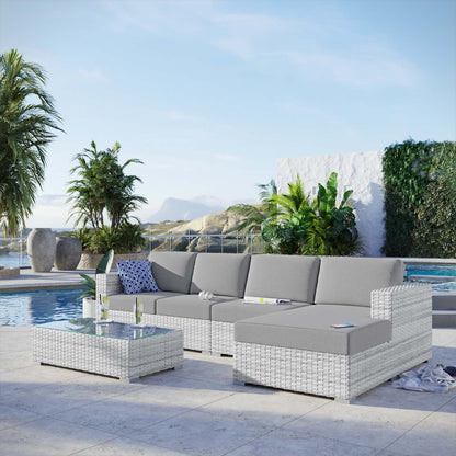 Convene 4-Piece Outdoor Patio Sectional Set, Rattan, Wicker, Grey Gray, 21126