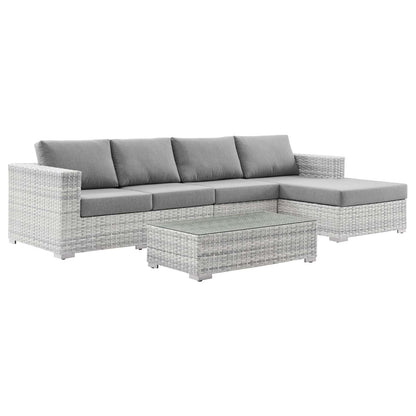 Convene 4-Piece Outdoor Patio Sectional Set, Rattan, Wicker, Grey Gray, 21126