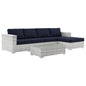 Convene 4-Piece Outdoor Patio Sectional Set, Rattan, Wicker, Light Grey Gray Blue Navy, 21128