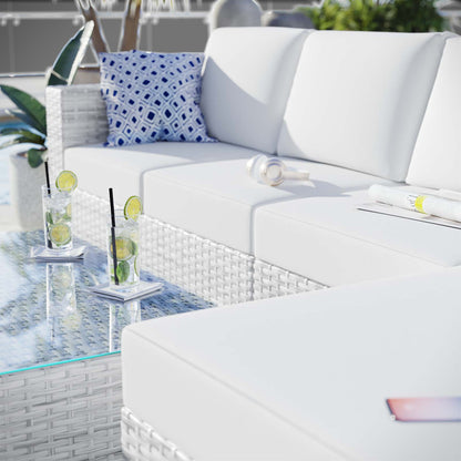 Convene 4-Piece Outdoor Patio Sectional Set, Rattan, Wicker, Light Grey Gray White, 21129