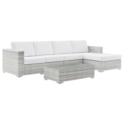 Convene 4-Piece Outdoor Patio Sectional Set, Rattan, Wicker, Light Grey Gray White, 21129