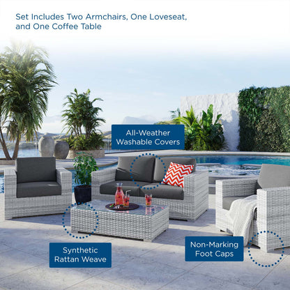 Convene 4-Piece Outdoor Patio Set, Rattan, Wicker, Grey Gray, 21130