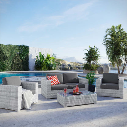 Convene 4-Piece Outdoor Patio Set, Rattan, Wicker, Grey Gray, 21130