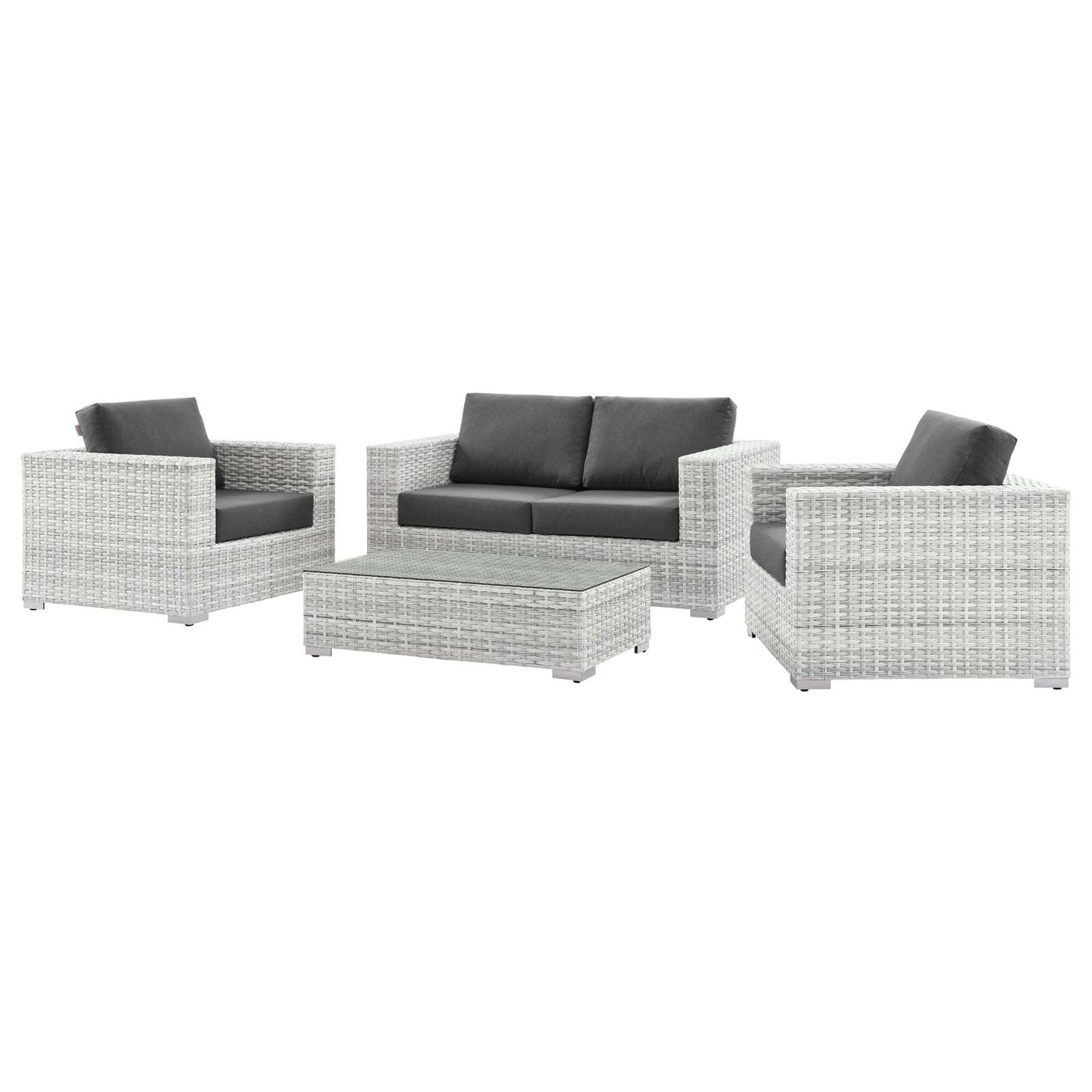 Convene 4-Piece Outdoor Patio Set, Rattan, Wicker, Grey Gray, 21130