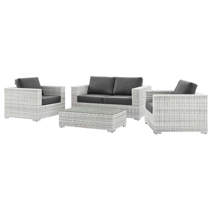 Convene 4-Piece Outdoor Patio Set, Rattan, Wicker, Grey Gray, 21130