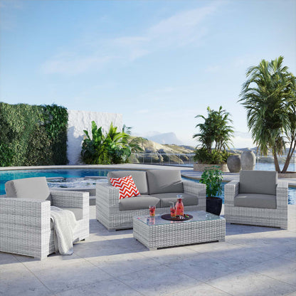 Convene 4-Piece Outdoor Patio Set, Rattan, Wicker, Grey Gray, 21131