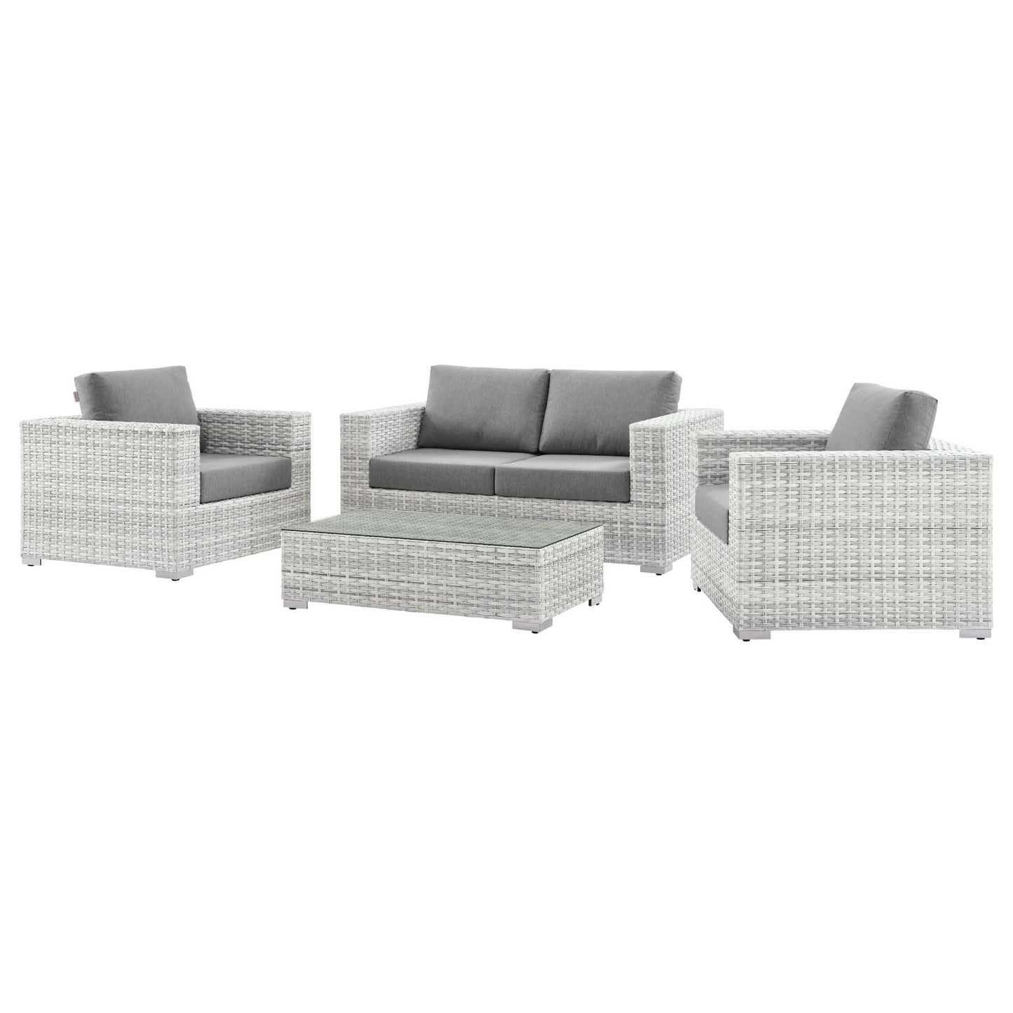 Convene 4-Piece Outdoor Patio Set, Rattan, Wicker, Grey Gray, 21131