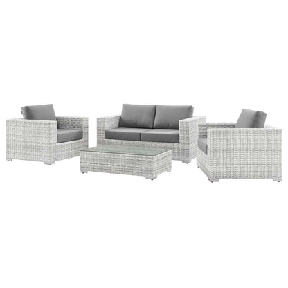 Convene 4-Piece Outdoor Patio Set, Rattan, Wicker, Grey Gray, 21131