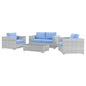Convene 4-Piece Outdoor Patio Set, Rattan, Wicker, Light Grey Gray Light Blue, 21132