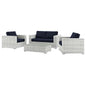Convene 4-Piece Outdoor Patio Set, Rattan, Wicker, Light Grey Gray Blue Navy, 21133