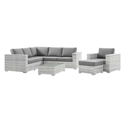 Convene 6-Piece Outdoor Patio Sectional Set, Rattan, Wicker, Grey Gray, 21136