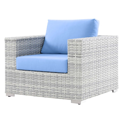 Convene 6-Piece Outdoor Patio Sectional Set, Rattan, Wicker, Light Grey Gray Light Blue, 21137