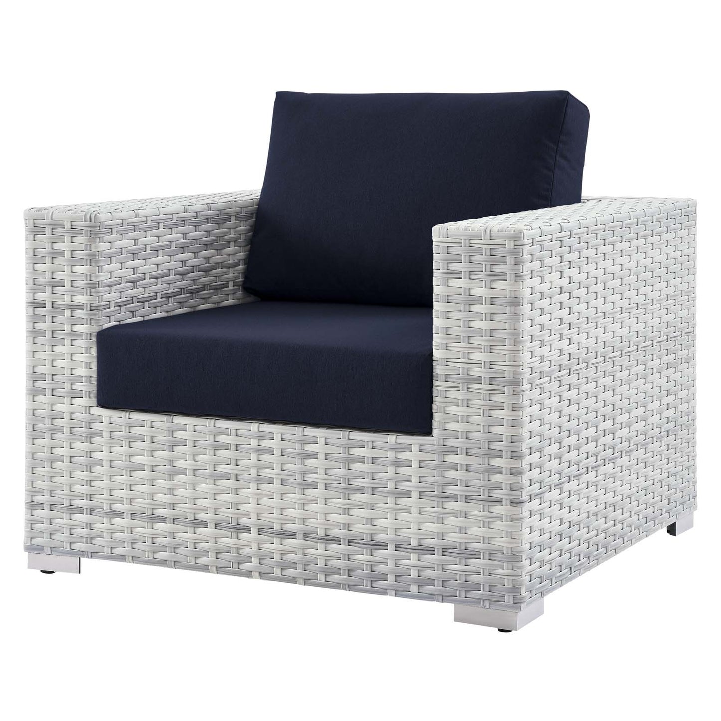 Convene 6-Piece Outdoor Patio Sectional Set, Rattan, Wicker, Light Grey Gray Blue Navy, 21138