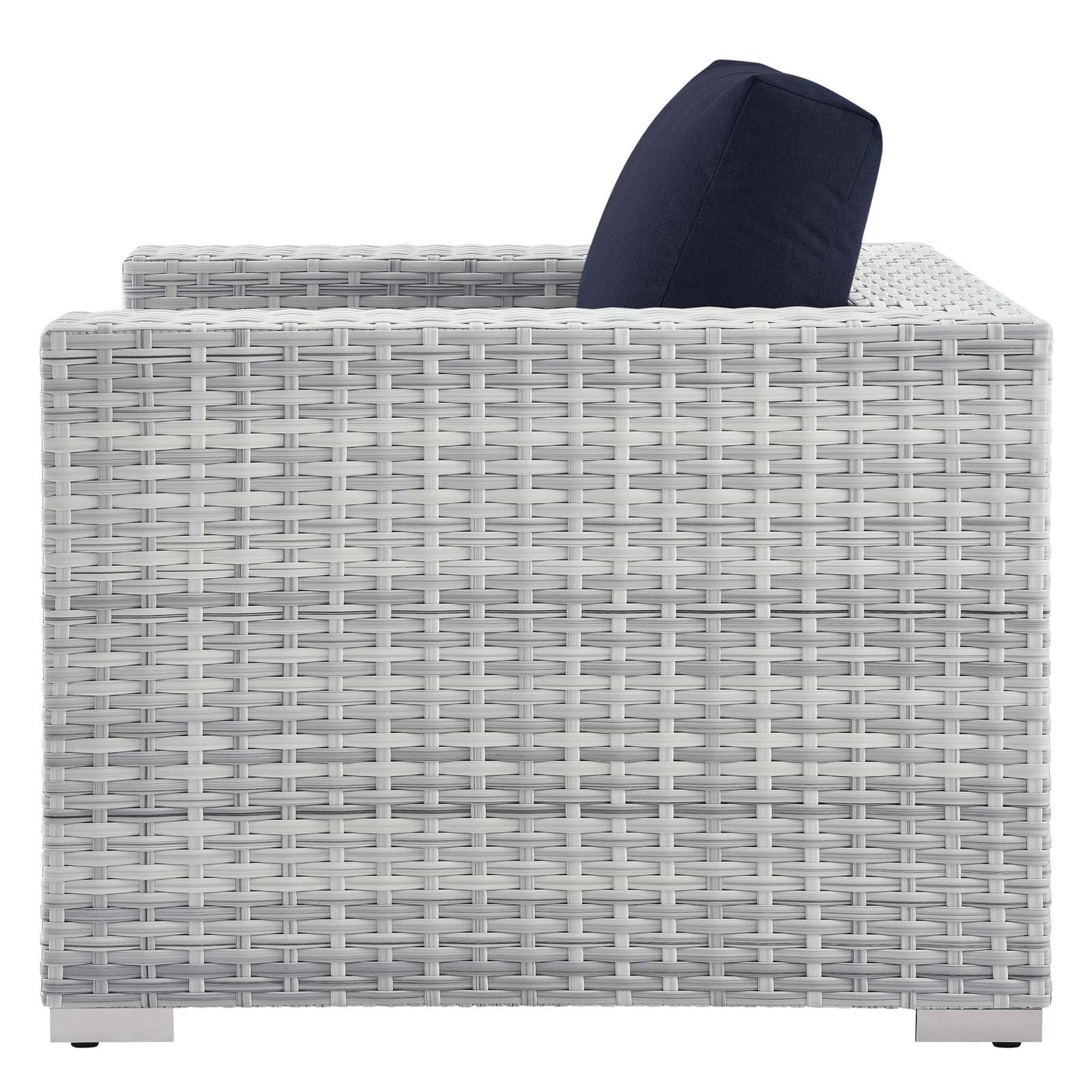 Convene 6-Piece Outdoor Patio Sectional Set, Rattan, Wicker, Light Grey Gray Blue Navy, 21138