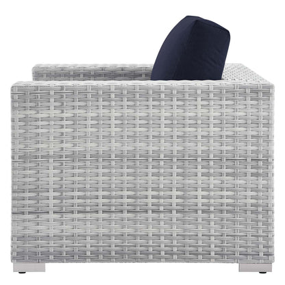 Convene 6-Piece Outdoor Patio Sectional Set, Rattan, Wicker, Light Grey Gray Blue Navy, 21138