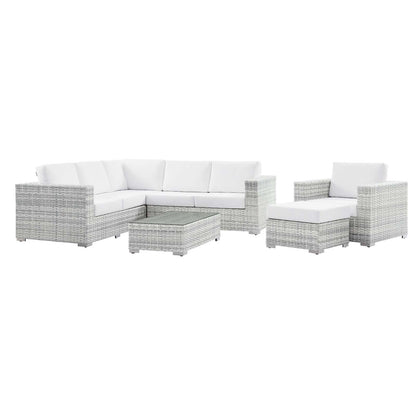 Convene 6-Piece Outdoor Patio Sectional Set, Rattan, Wicker, Light Grey Gray White, 21139