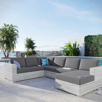 Convene 5-Piece Outdoor Patio Sectional Set, Rattan, Wicker, Grey Gray, 21140