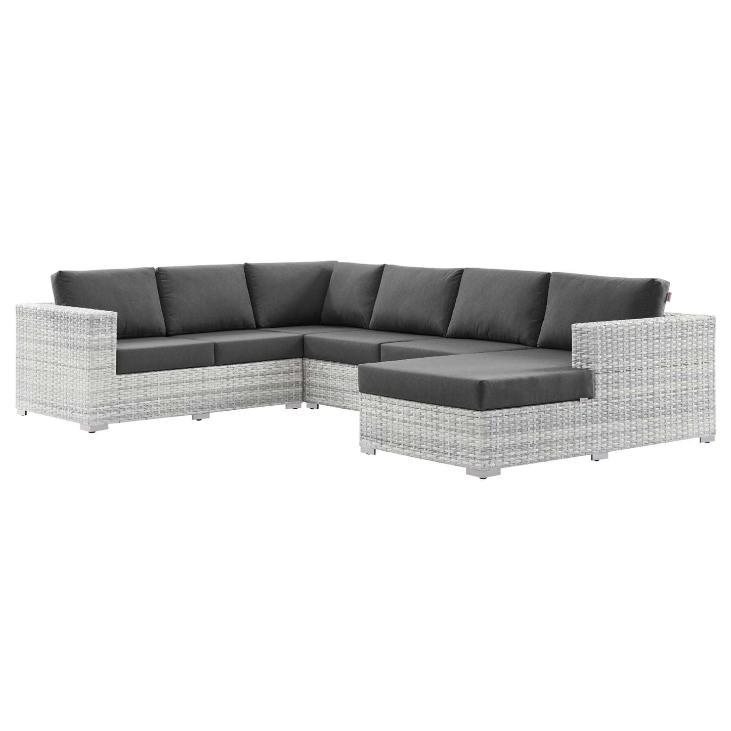Convene 5-Piece Outdoor Patio Sectional Set, Rattan, Wicker, Grey Gray, 21140