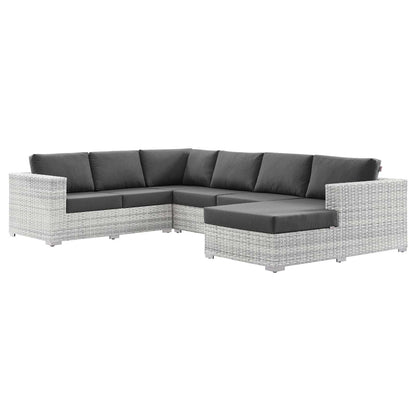 Convene 5-Piece Outdoor Patio Sectional Set, Rattan, Wicker, Grey Gray, 21140