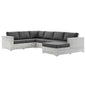 Convene 5-Piece Outdoor Patio Sectional Set, Rattan, Wicker, Grey Gray, 21140