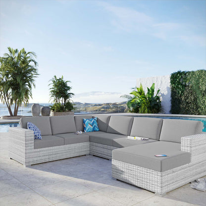 Convene 5-Piece Outdoor Patio Sectional Set, Rattan, Wicker, Grey Gray, 21141