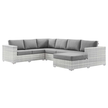 Convene 5-Piece Outdoor Patio Sectional Set, Rattan, Wicker, Grey Gray, 21141