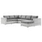 Convene 5-Piece Outdoor Patio Sectional Set, Rattan, Wicker, Grey Gray, 21141