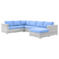 Convene 5-Piece Outdoor Patio Sectional Set, Rattan, Wicker, Light Grey Gray Light Blue, 21142