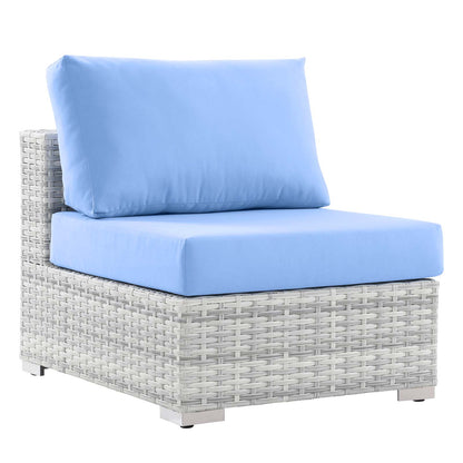 Convene 5-Piece Outdoor Patio Sectional Set, Rattan, Wicker, Light Grey Gray Light Blue, 21142