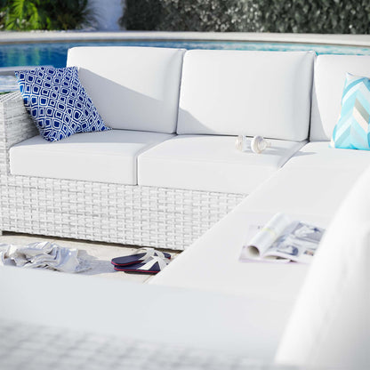 Convene 5-Piece Outdoor Patio Sectional Set, Rattan, Wicker, Light Grey Gray White, 21144