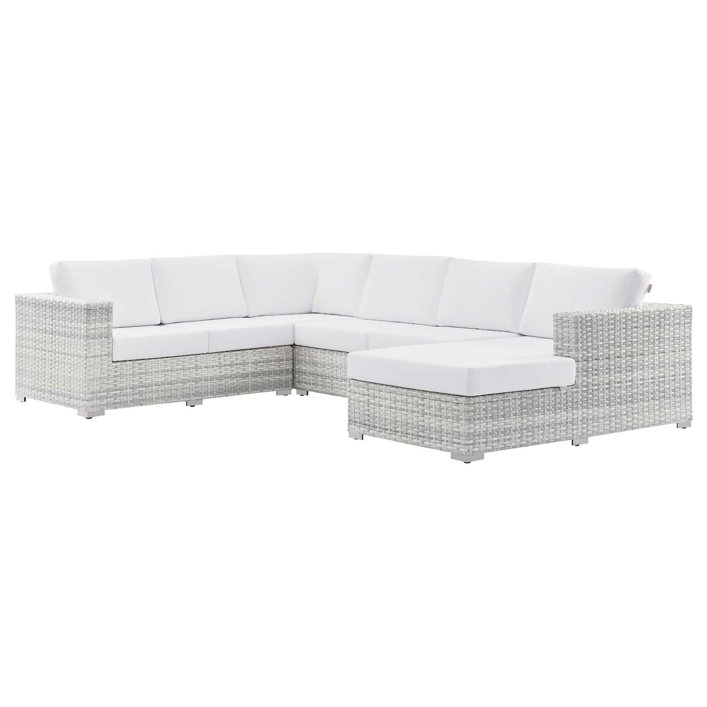 Convene 5-Piece Outdoor Patio Sectional Set, Rattan, Wicker, Light Grey Gray White, 21144