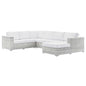 Convene 5-Piece Outdoor Patio Sectional Set, Rattan, Wicker, Light Grey Gray White, 21144
