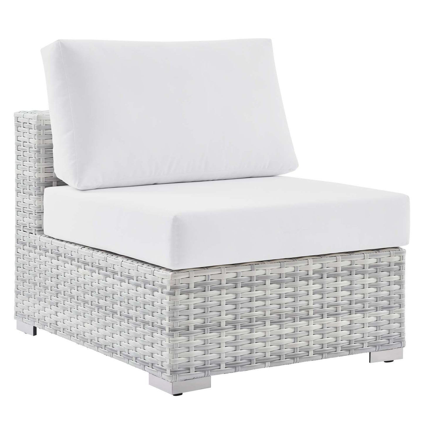 Convene 5-Piece Outdoor Patio Sectional Set, Rattan, Wicker, Light Grey Gray White, 21144