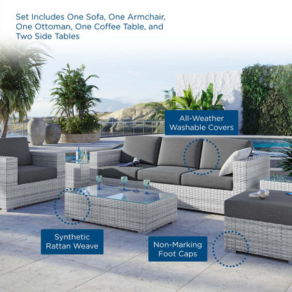 Convene 6-Piece Outdoor Patio Set, Rattan, Wicker, Grey Gray, 21145