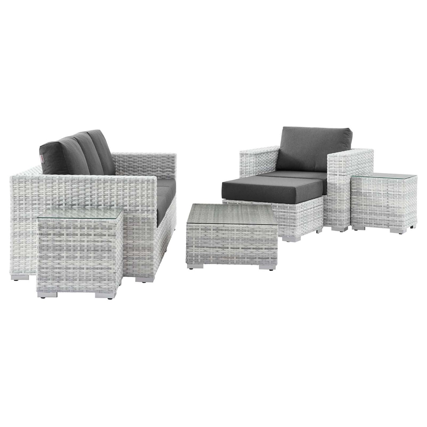 Convene 6-Piece Outdoor Patio Set, Rattan, Wicker, Grey Gray, 21145