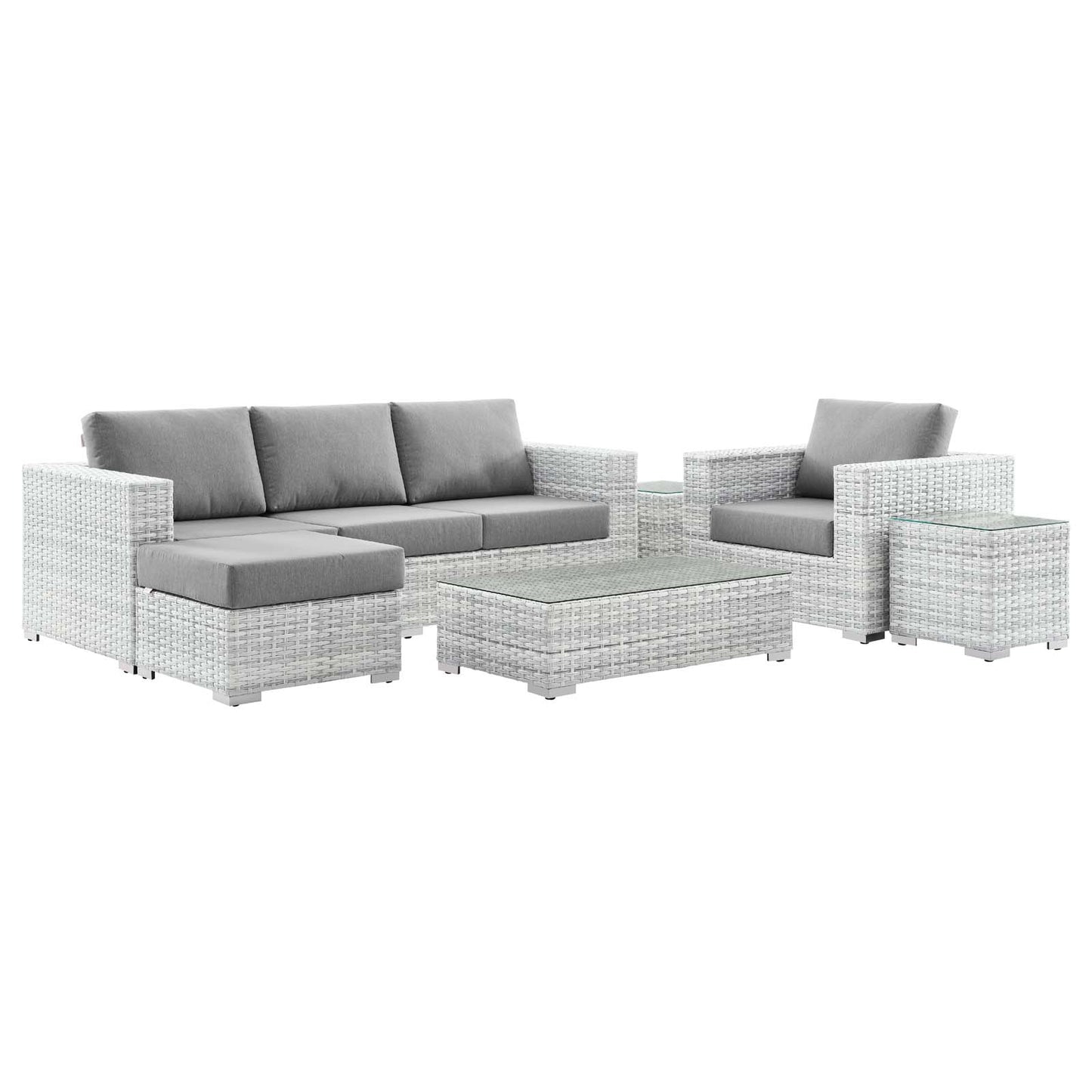 Convene 6-Piece Outdoor Patio Set, Rattan, Wicker, Grey Gray, 21146