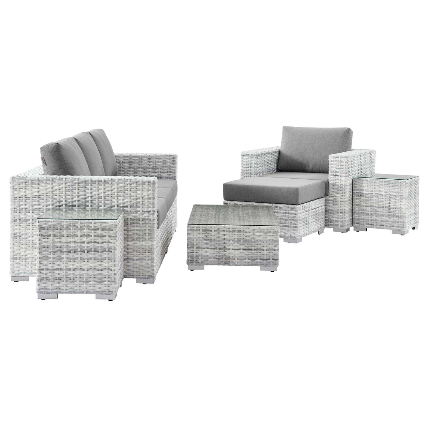 Convene 6-Piece Outdoor Patio Set, Rattan, Wicker, Grey Gray, 21146