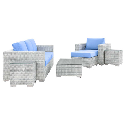 Convene 6-Piece Outdoor Patio Set, Rattan, Wicker, Light Grey Gray Light Blue, 21147