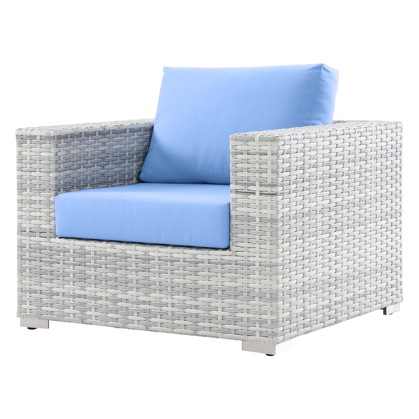 Convene 6-Piece Outdoor Patio Set, Rattan, Wicker, Light Grey Gray Light Blue, 21147