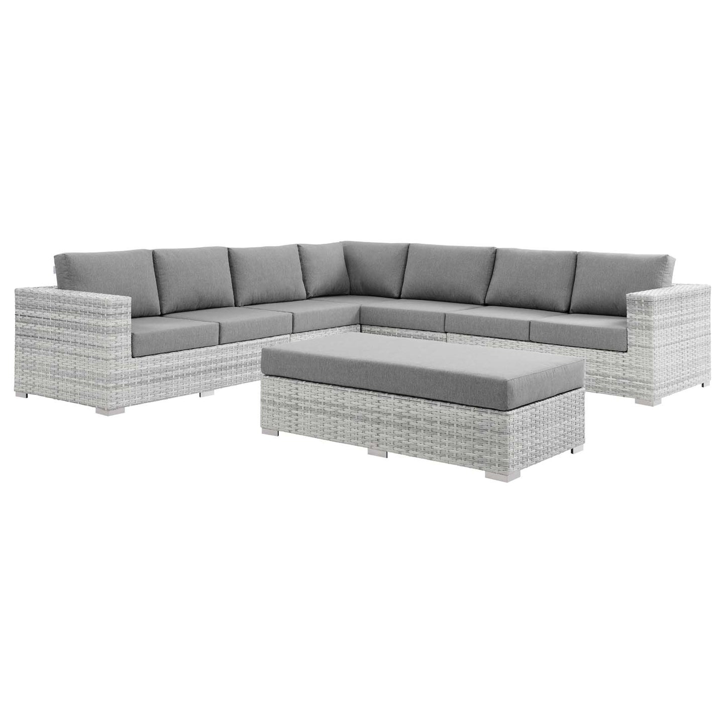 Convene 6-Piece Outdoor Patio Sectional Set, Rattan, Wicker, Grey Gray, 21151