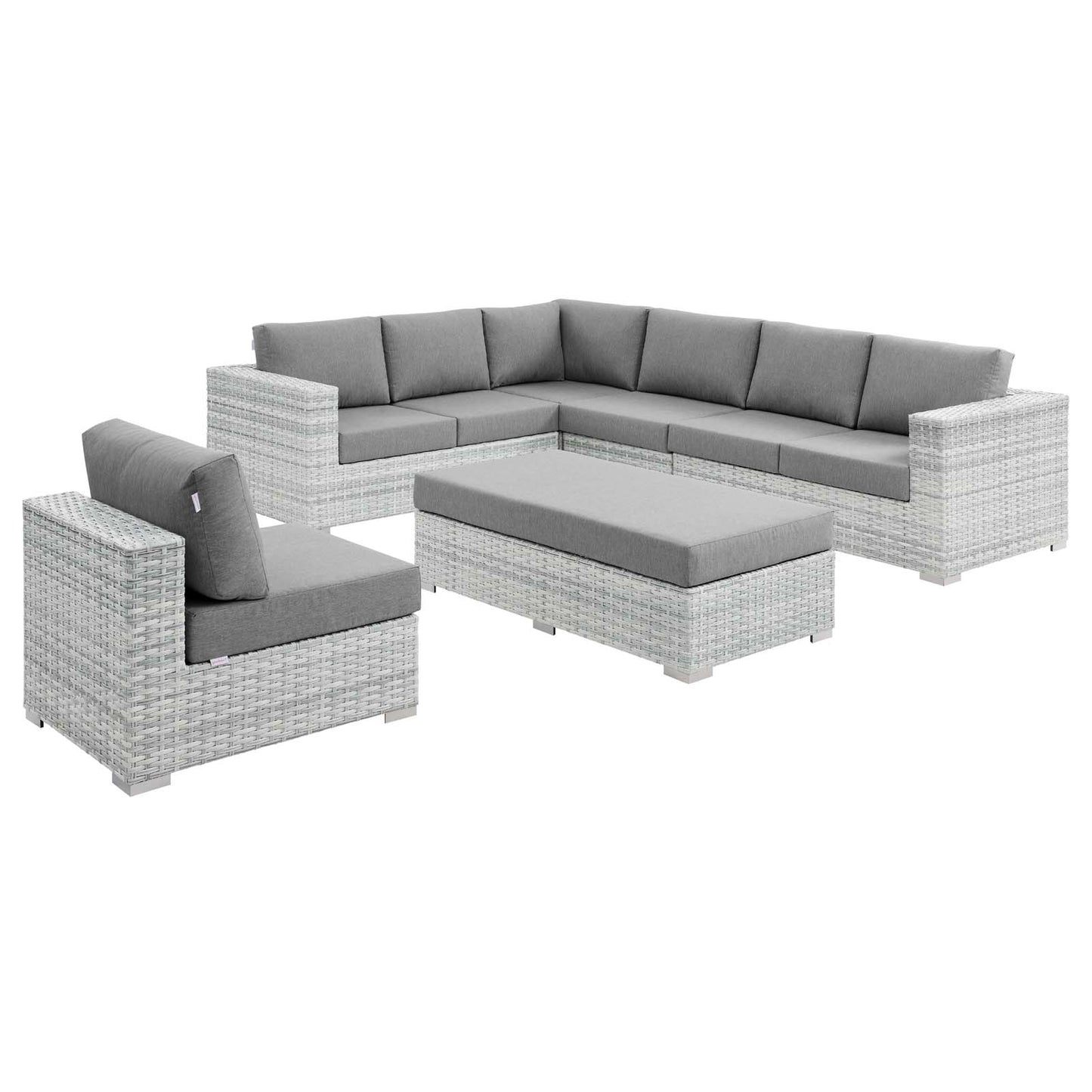 Convene 6-Piece Outdoor Patio Sectional Set, Rattan, Wicker, Grey Gray, 21151