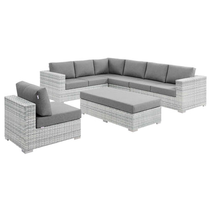 Convene 6-Piece Outdoor Patio Sectional Set, Rattan, Wicker, Grey Gray, 21151
