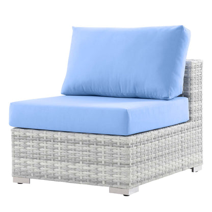 Convene 6-Piece Outdoor Patio Sectional Set, Rattan, Wicker, Light Grey Gray Light Blue, 21152